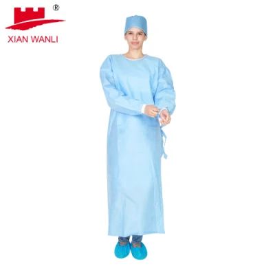 Disposable High Quality PE/PP Medical SMS Hospital Isolation Gown Protective Surgical Gown/Lab Coat