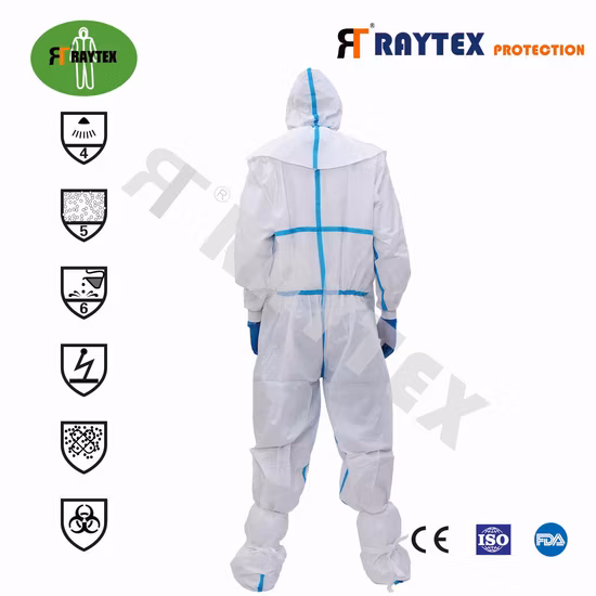 White Polypropylene Nonwoven Type 4/5/6 Waterproof Safety Non Woven SMS Microporous Protection PPE Suit Disposable Coverall
